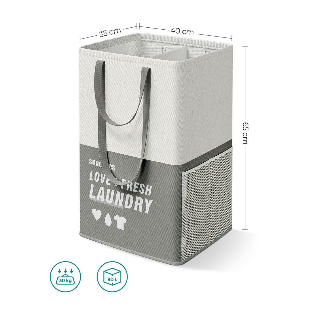 Set of 2 90L Large Laundry Basket Dark Grey