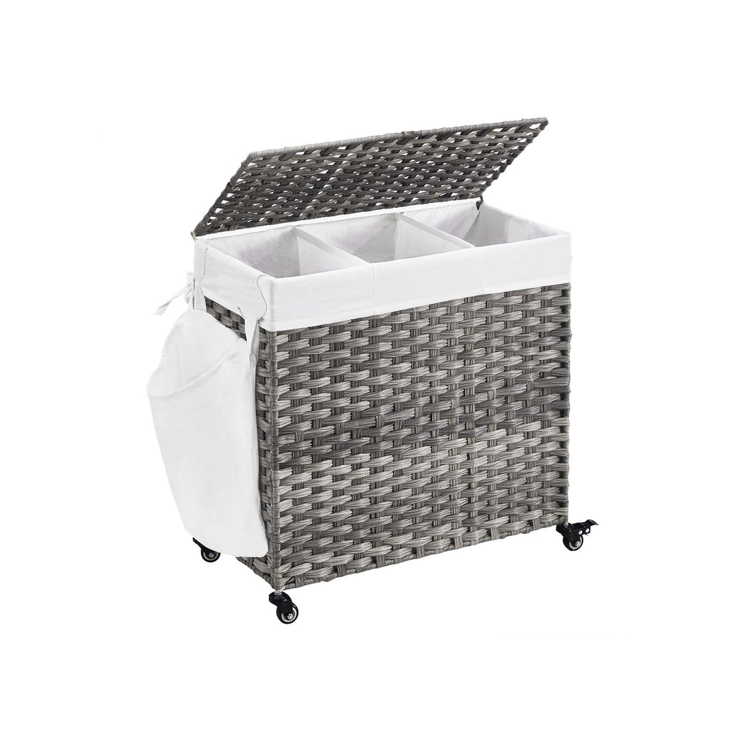 Laundry Basket with 3 Compartments