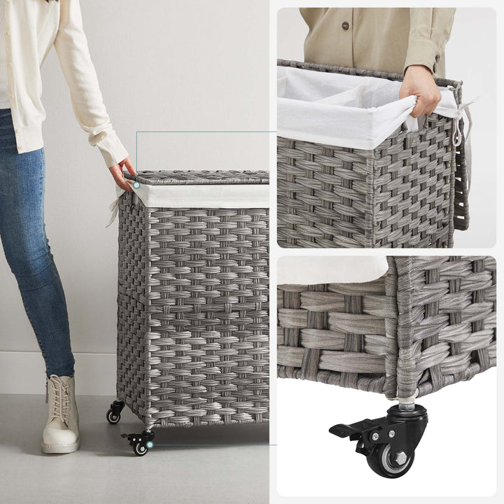 Laundry Basket with 3 Compartments