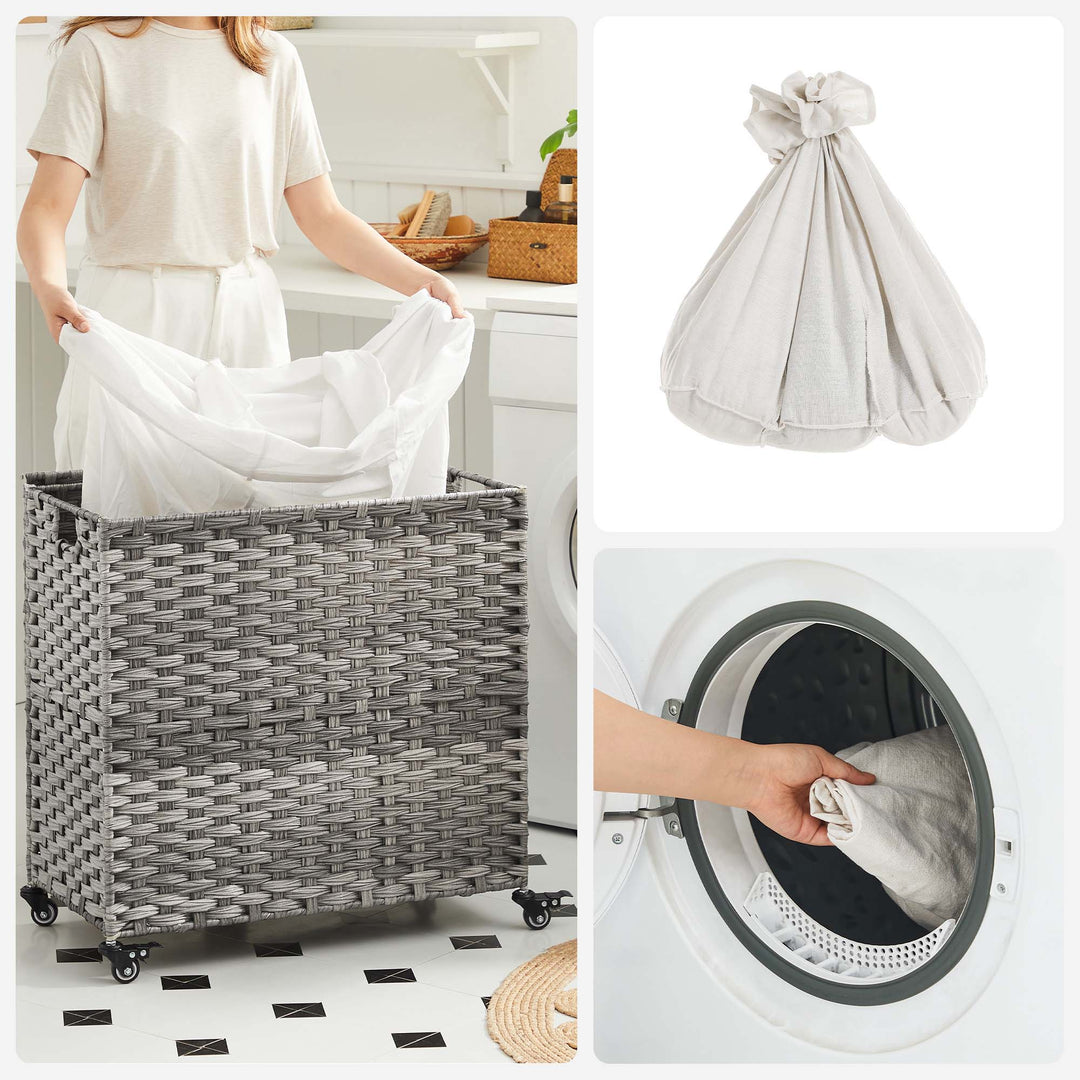 Laundry Basket with 3 Compartments