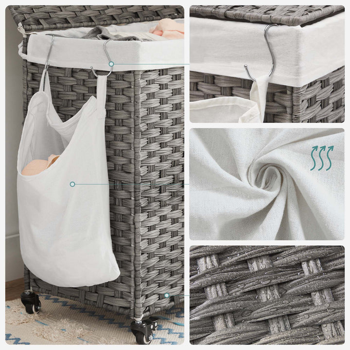 Laundry Basket with 3 Compartments