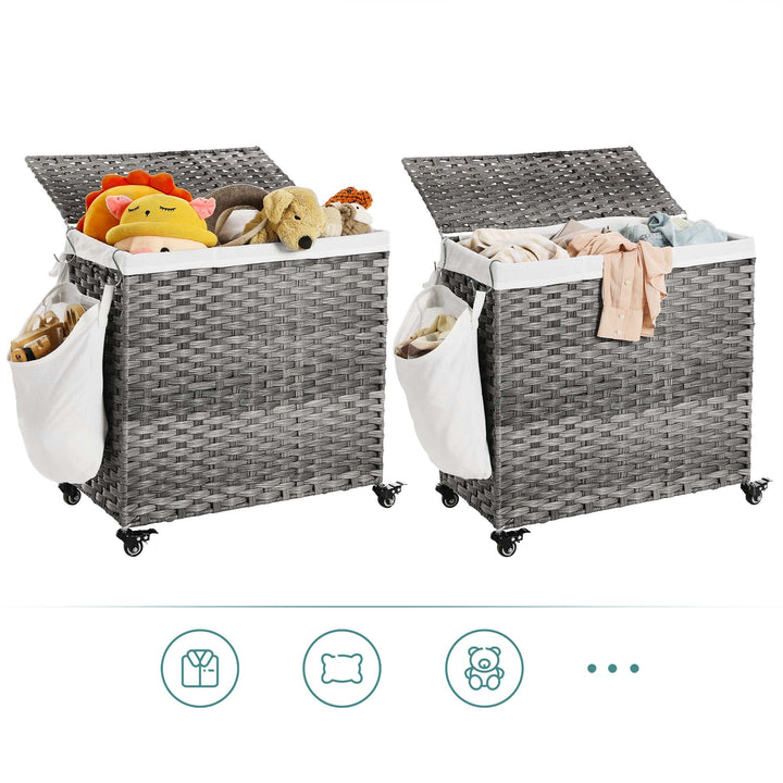 Laundry Basket with 3 Compartments