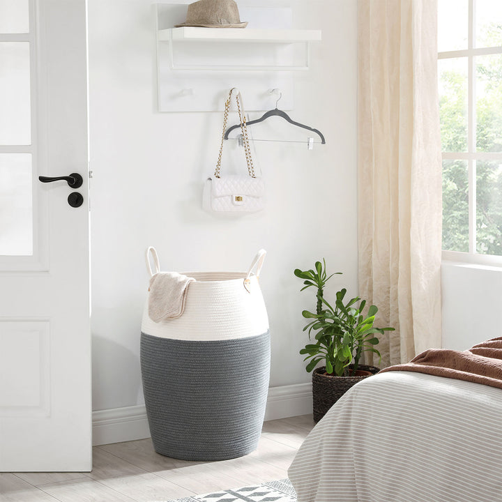 Grey &amp; Beige Laundry Basket with Handels
