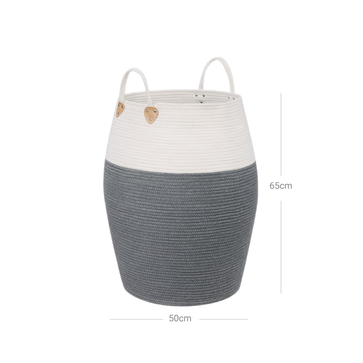 Grey &amp; Beige Laundry Basket with Handels