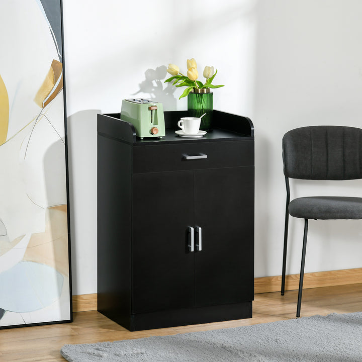 Modern Storage Cabinet, Small Floor Cupboard with Drawer and Adjustable Shelf for Kitchen, Living Room, Bedroom, Hallway, Black
