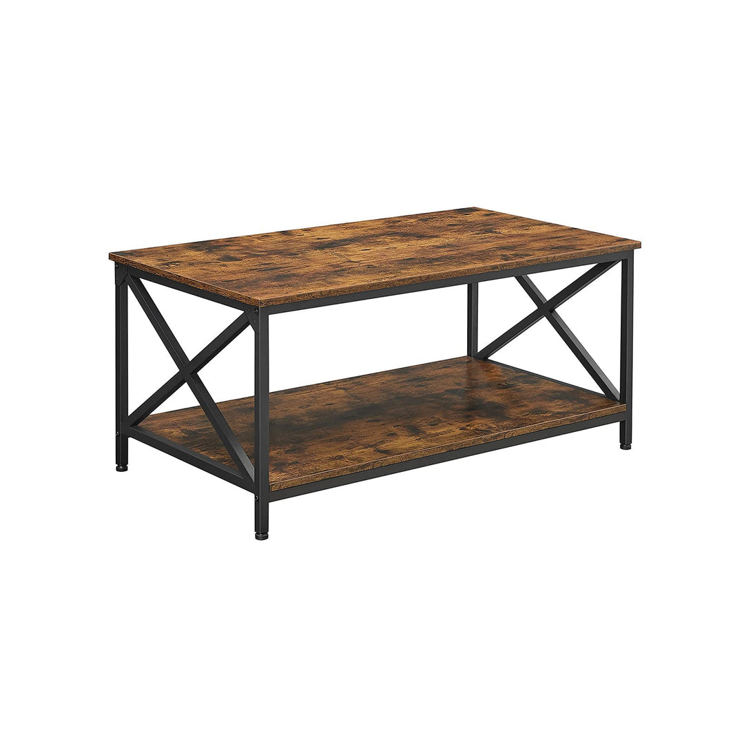 Brown Coffee Table with Storage Shelf