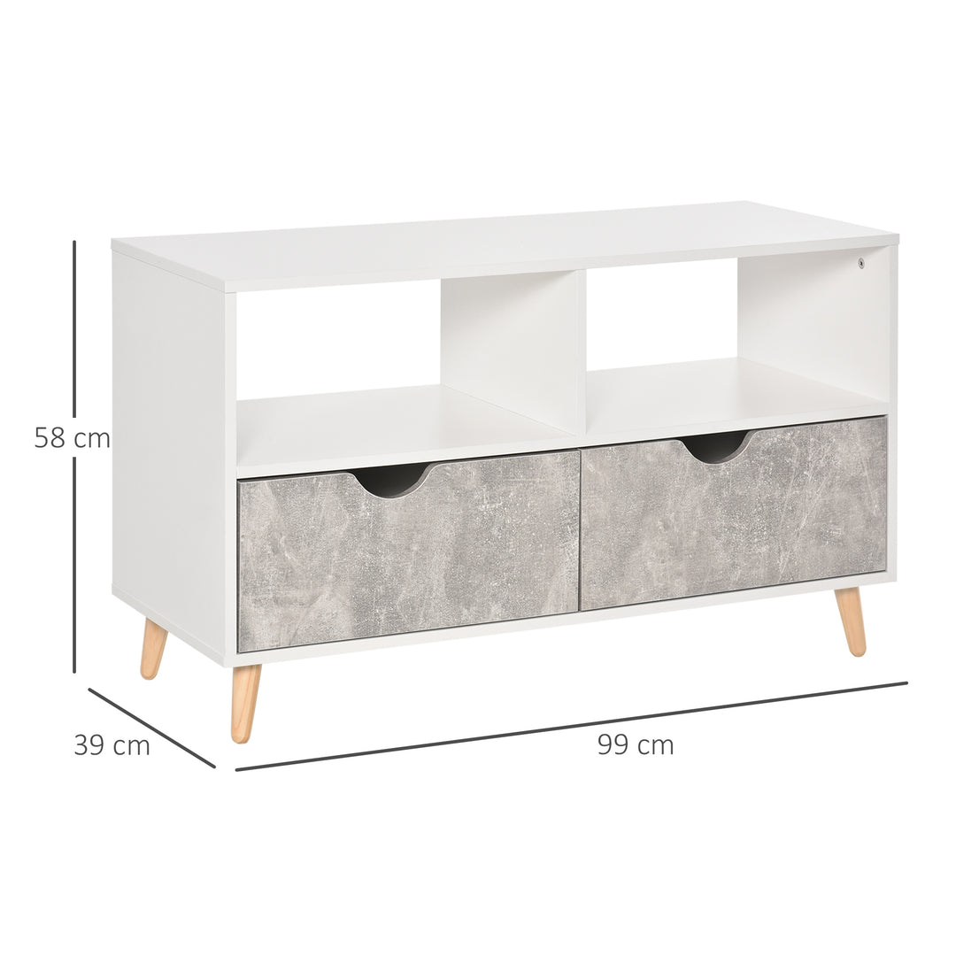 HOMCOM TV Stand with Shelf &amp; Drawers Storage Cabinet Media Entertainment Center Modern Grey