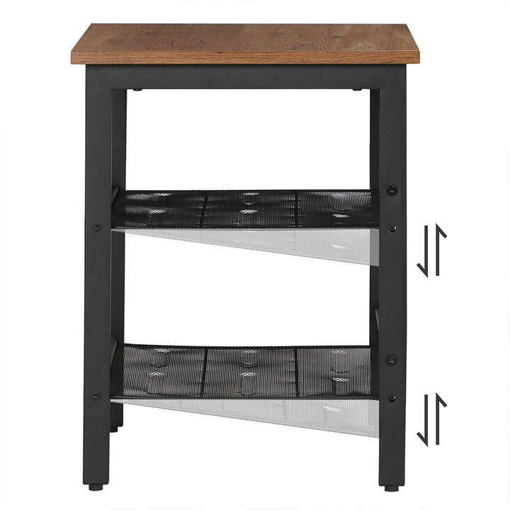 Set of 2 Hazelnut Brown Nightstands with 2 Shelves