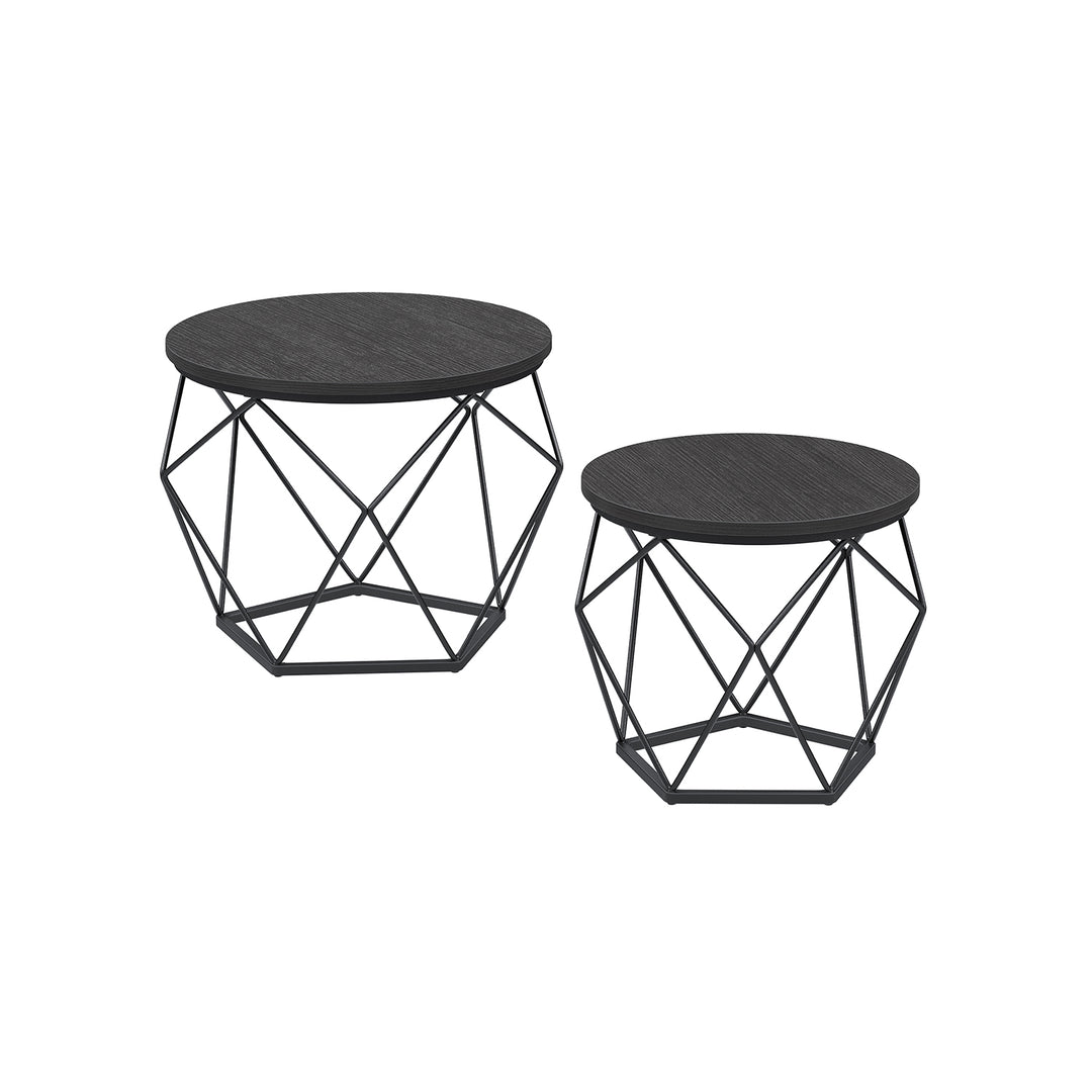 Set of 2 Side Tables Black