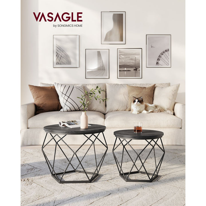 Set of 2 Side Tables Black