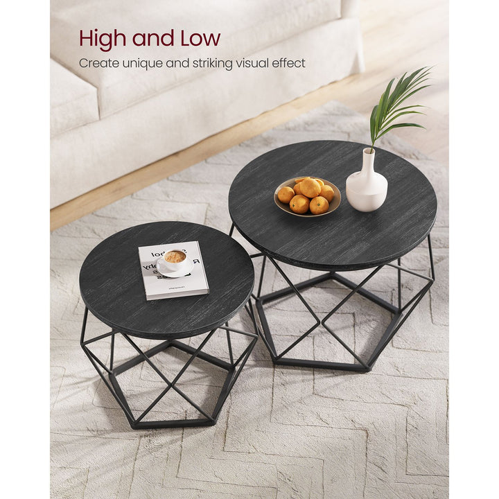 Set of 2 Side Tables Black