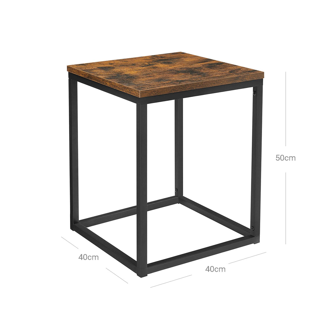 Industrial Brown Side Table with Metal Frame