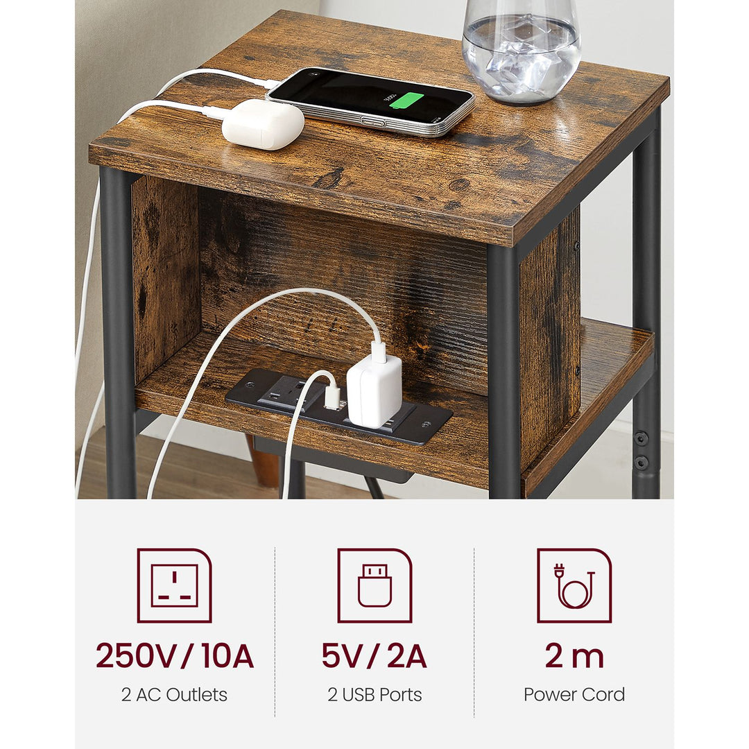 Narrow Bedside Table with Charging Station
