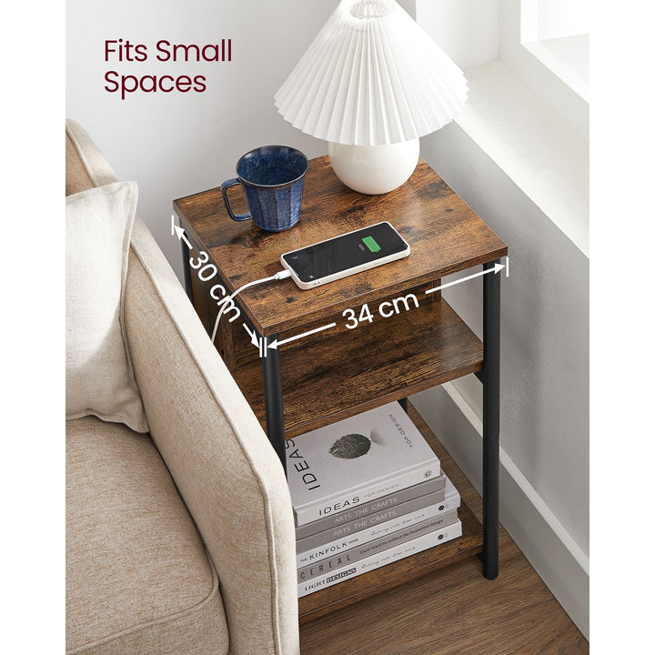 Narrow Bedside Table with Charging Station