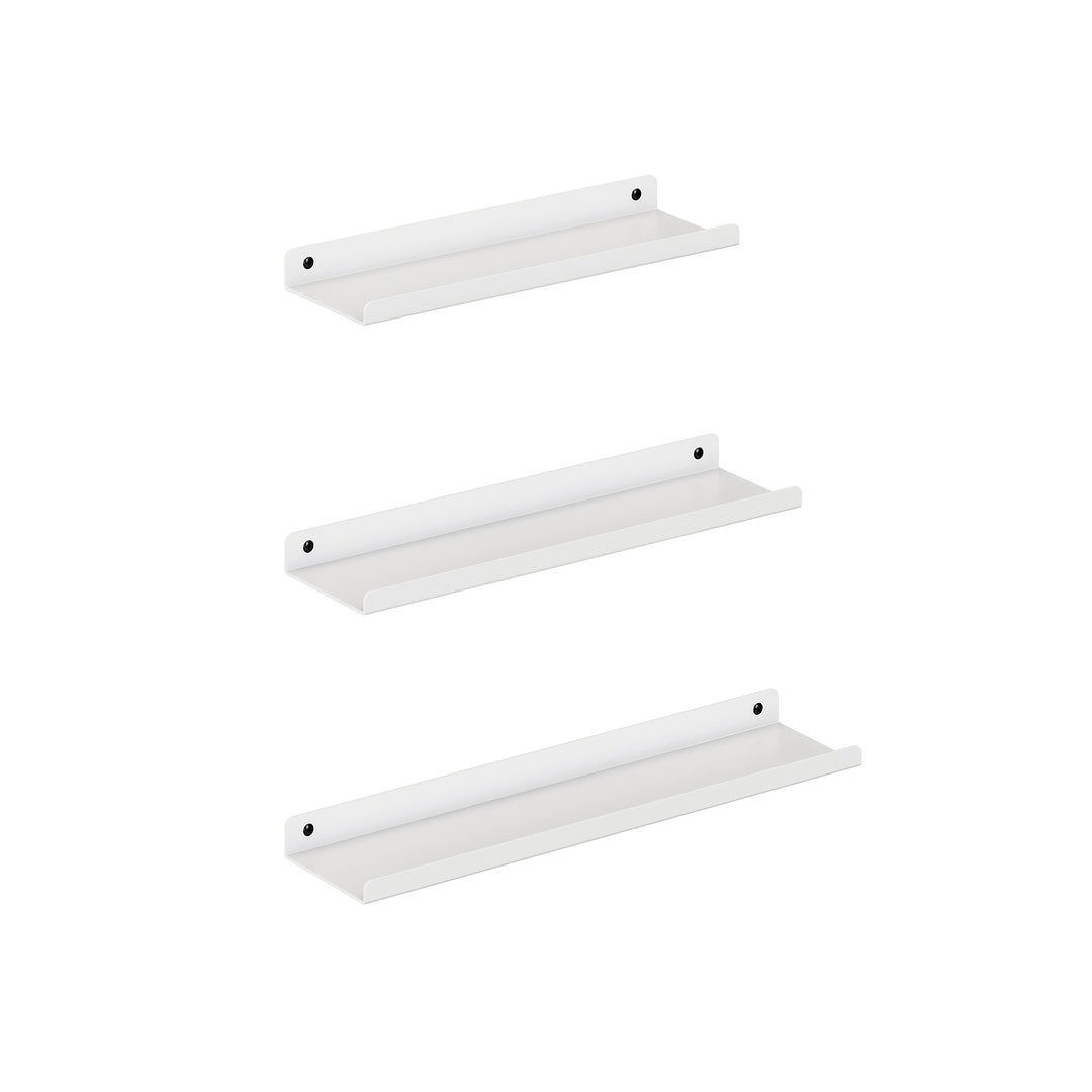 Set of 3 White Wall-Mounted Floating Ledge Shelves