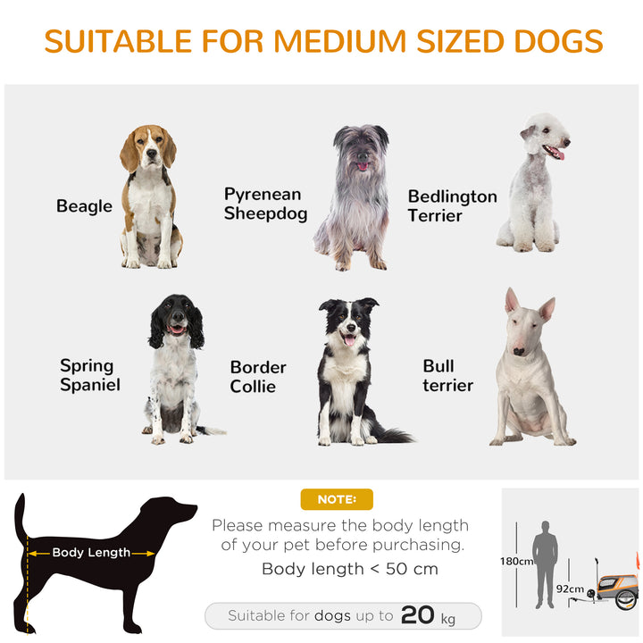 Dog Bike Trailer Two-In-One Trolley Stroller Cart Bicycle Carrier for Cat Puppy Travel w/ Reflectors Red Flag - Orange