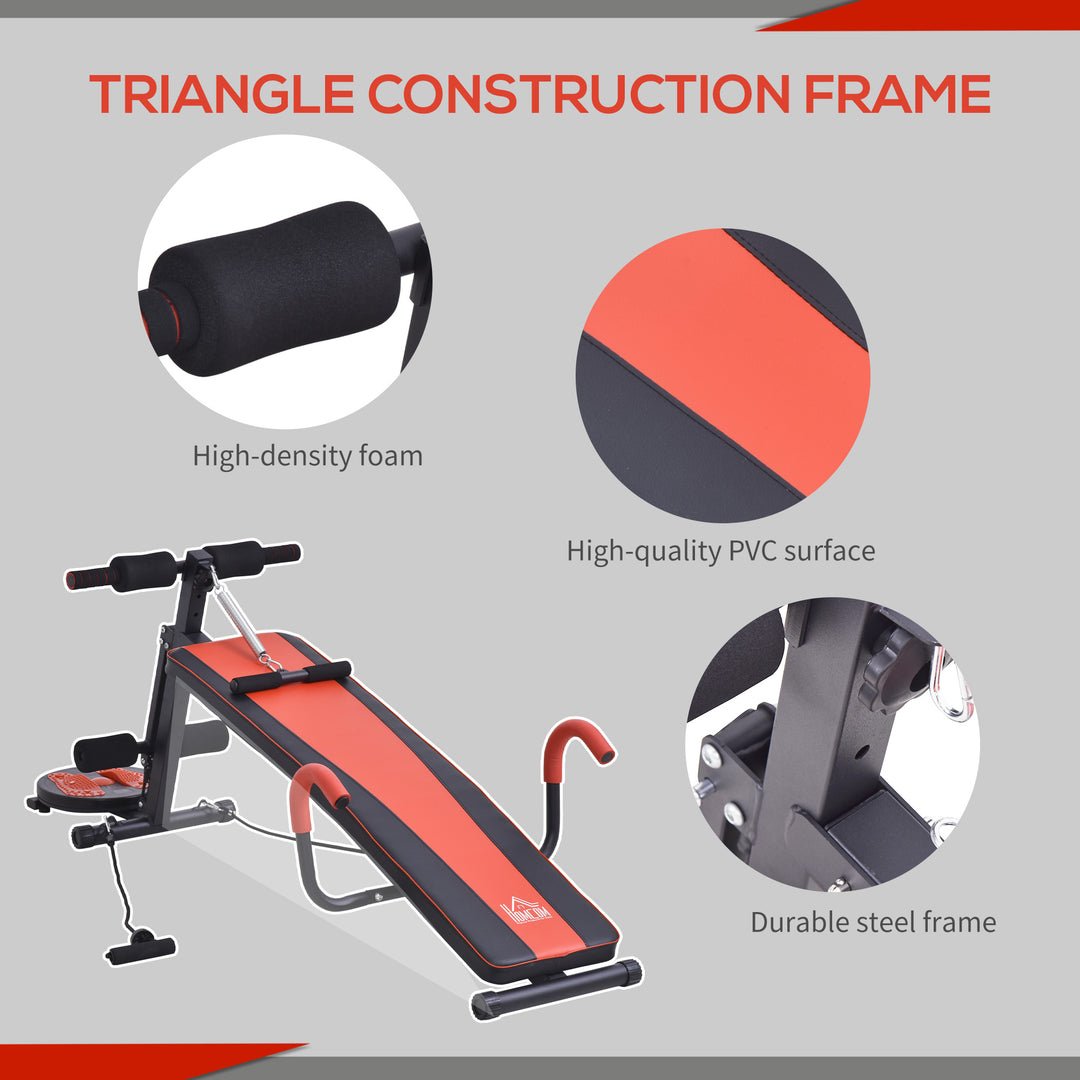HOMCOM Multifunctional Sit Up and Dumbbell Bench Exercise with Resistant Rope and Twist Waist Disc for Home, Office and Gym