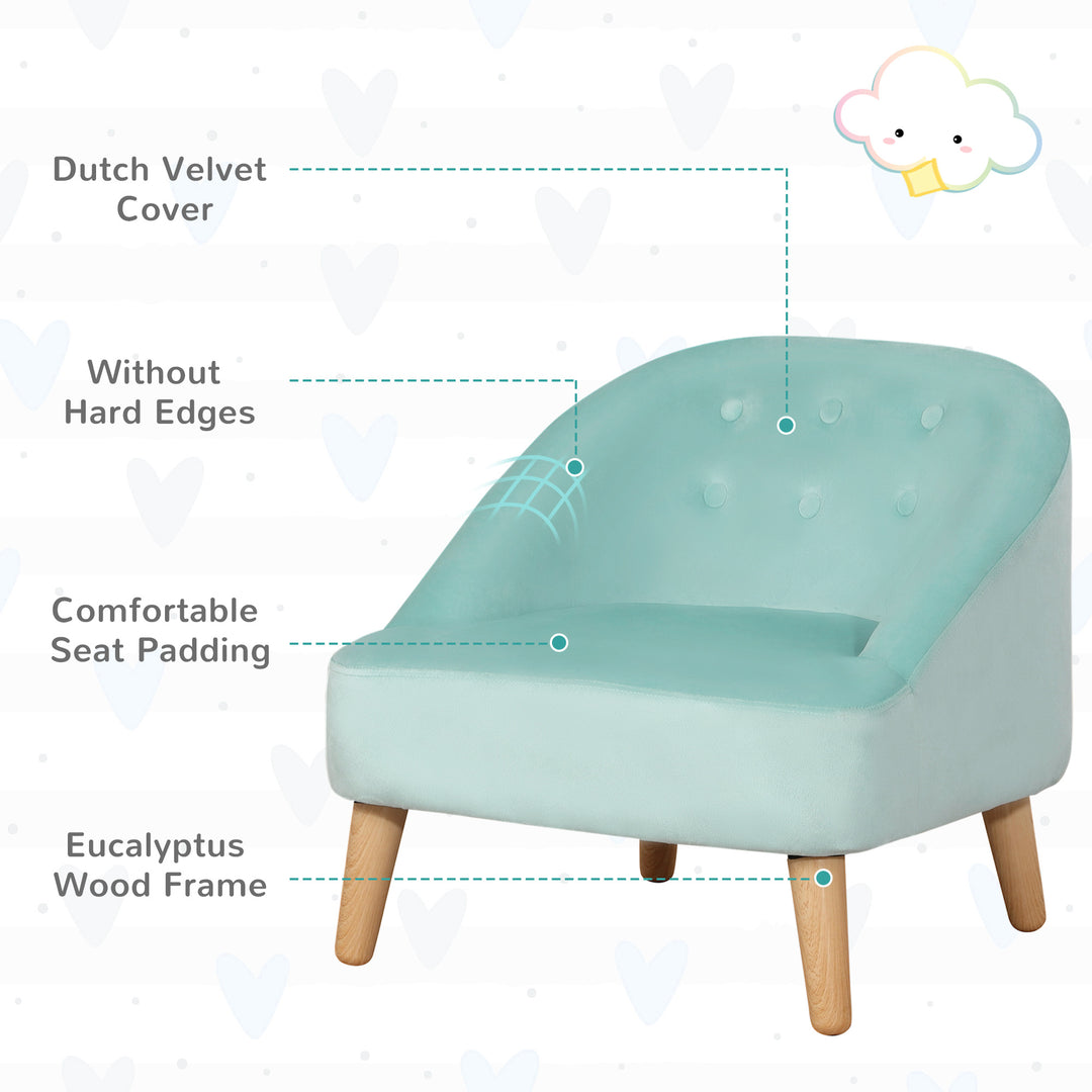 Toddler Chair, 2pcs Kids Sofa Set, Sofa &amp; Ottoman for Bedroom, Playroom, Boys and Girls, 3-5 years old, Blue