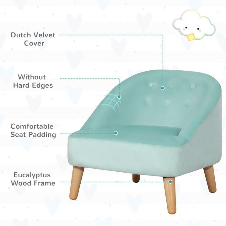 Toddler Chair, 2pcs Kids Sofa Set, Sofa &amp; Ottoman for Bedroom, Playroom, Boys and Girls, 3-5 years old, Blue