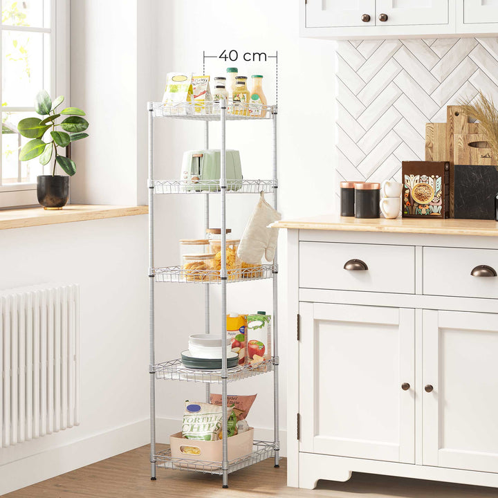 5-Tier Metal Storage Unit with Adjustable Shelves