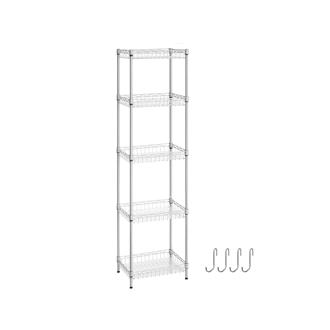 5-Tier Metal Storage Unit with Adjustable Shelves