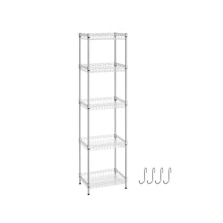 5-Tier Metal Storage Unit with Adjustable Shelves