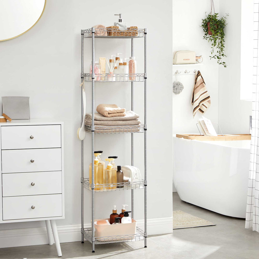 5-Tier Metal Storage Unit with Adjustable Shelves