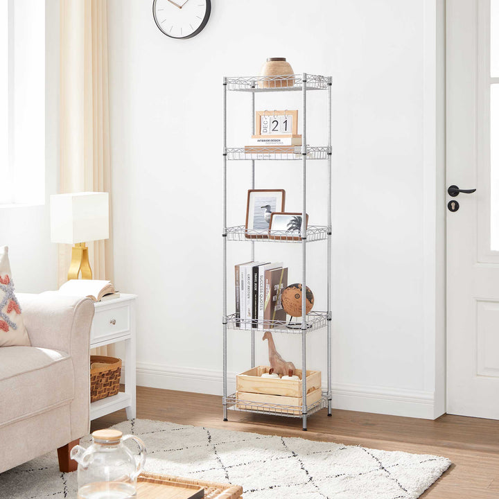 5-Tier Metal Storage Unit with Adjustable Shelves