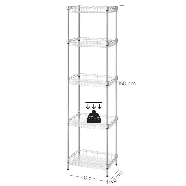 5-Tier Metal Storage Unit with Adjustable Shelves