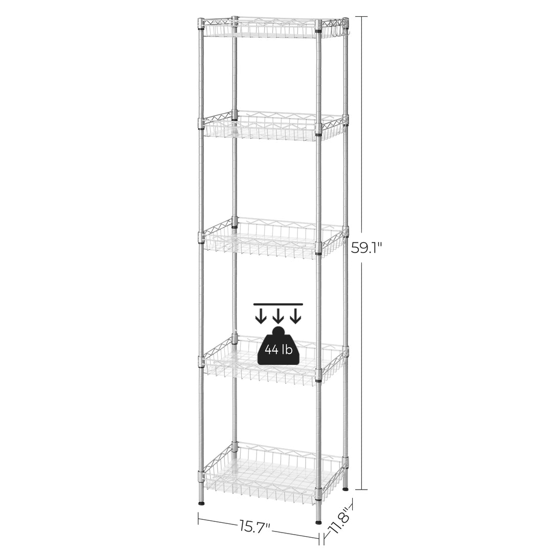 5-Tier Metal Storage Unit with Adjustable Shelves