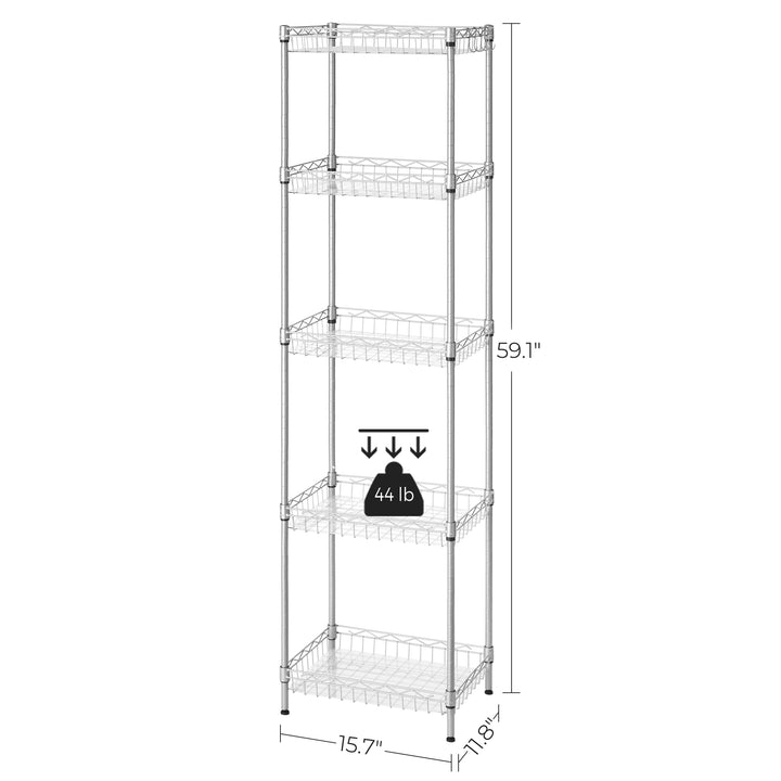 5-Tier Metal Storage Unit with Adjustable Shelves