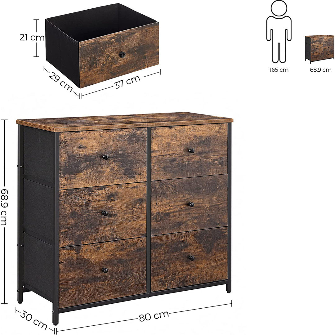 Chest of Drawers with 6 Fabric Drawers