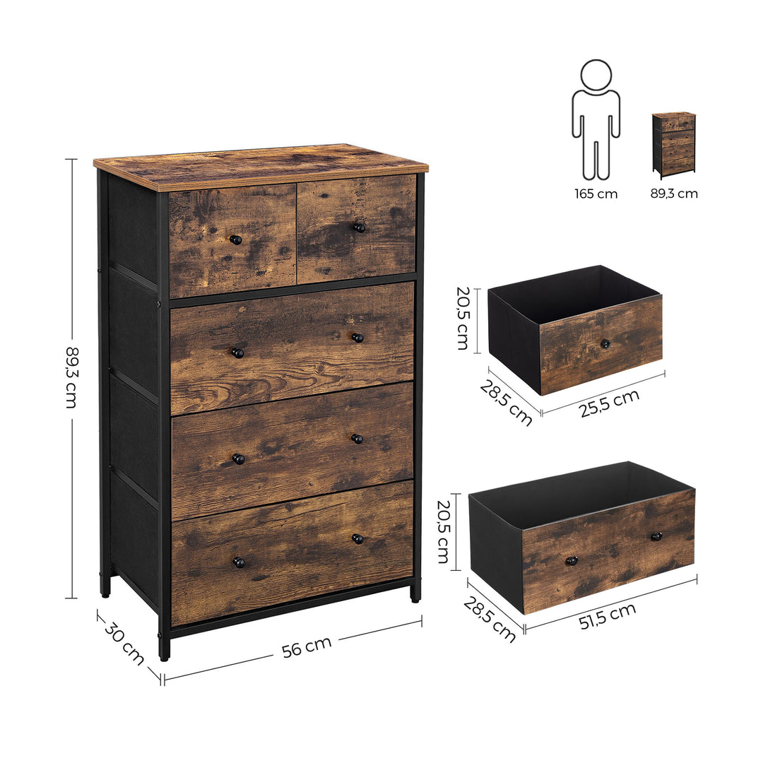 Fabric 5-Drawer Storage Organiser Unit