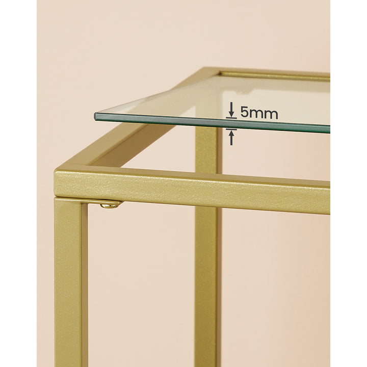 Tempered Glass Console Table with Shelves
