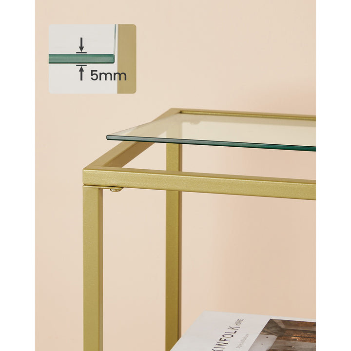 Tempered Glass Console Table with Shelves