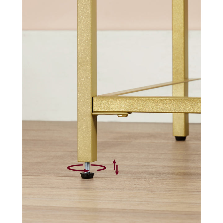 Tempered Glass Console Table with Shelves