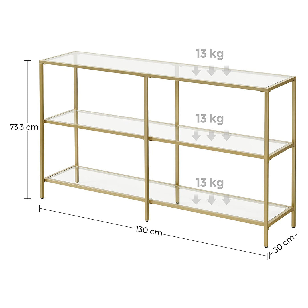 Gold Color 3-tier Glass Console Sofa Table