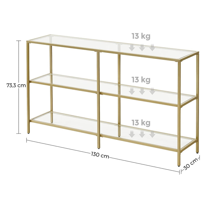 Gold Color 3-tier Glass Console Sofa Table