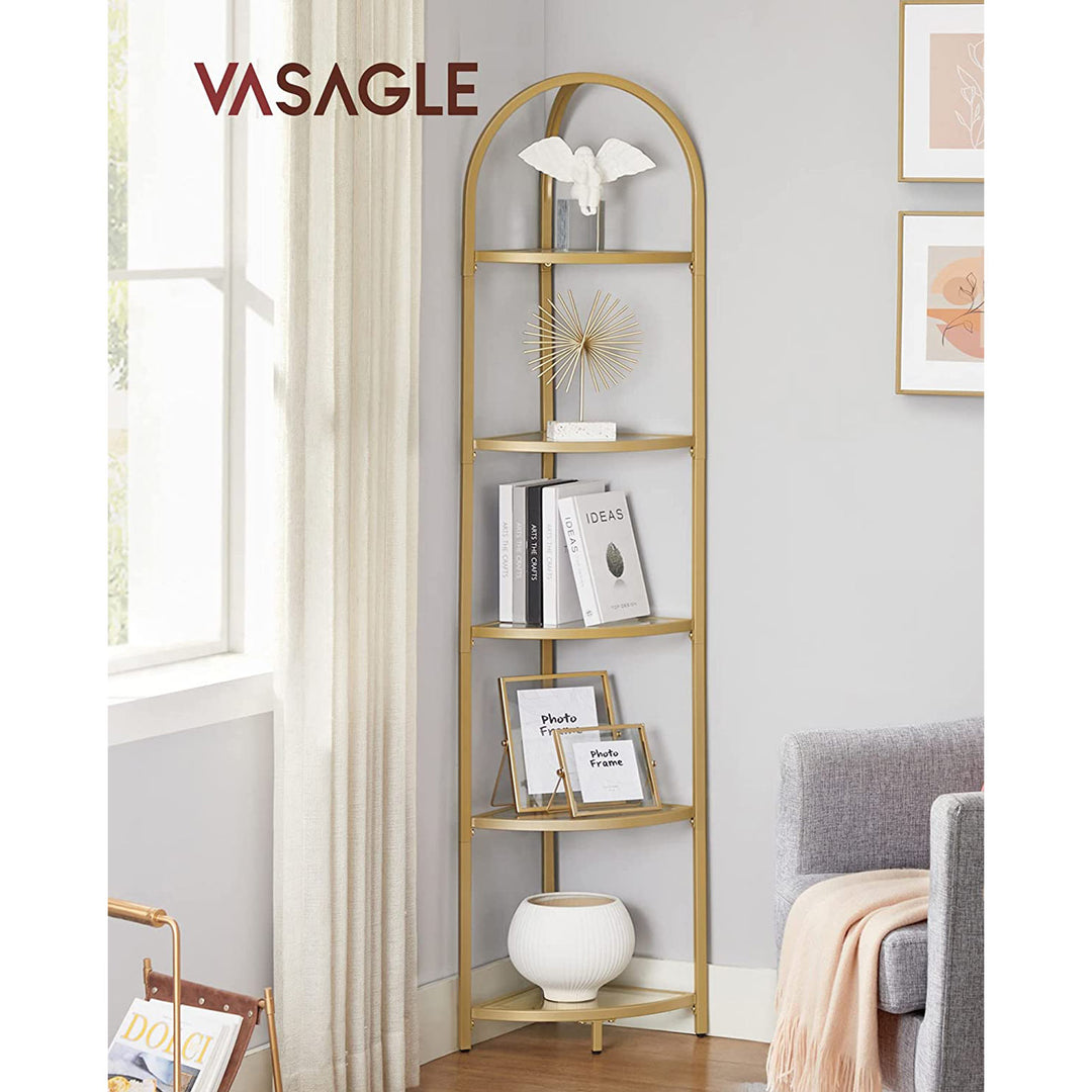VASAGLE Golden 5 Tier Corner Shelf Unit