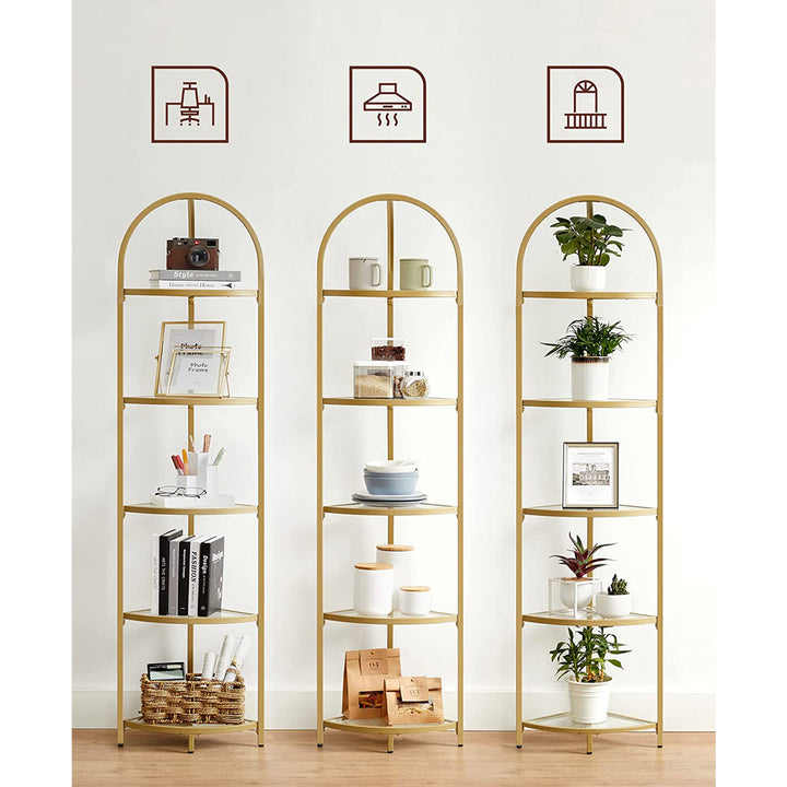 VASAGLE Golden 5 Tier Corner Shelf Unit