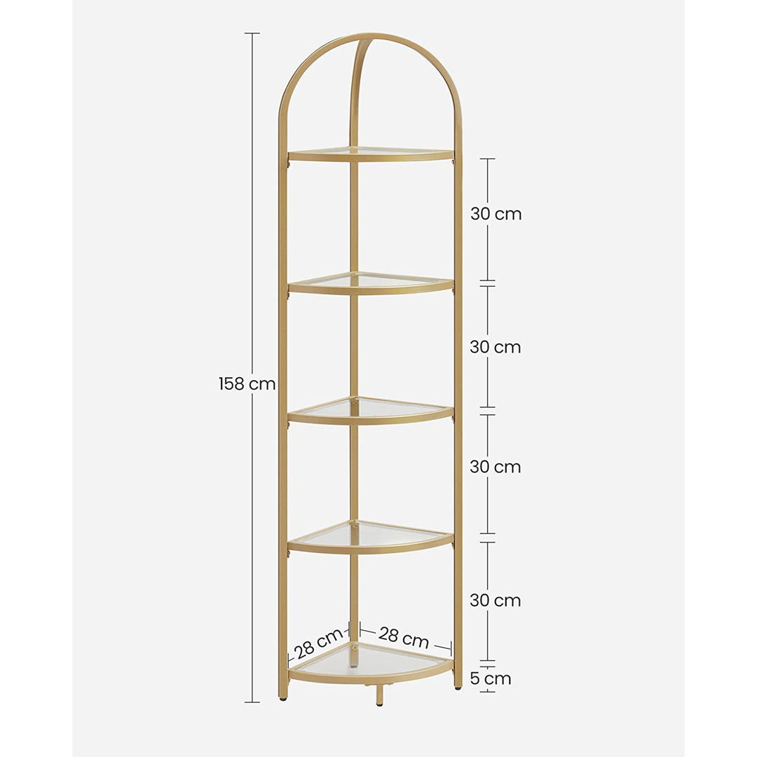 VASAGLE Golden 5 Tier Corner Shelf Unit