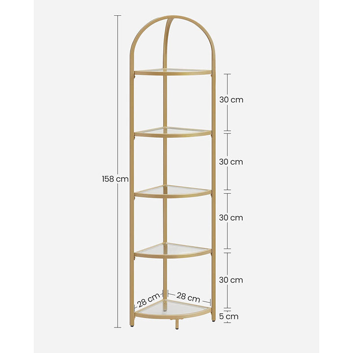 VASAGLE Golden 5 Tier Corner Shelf Unit