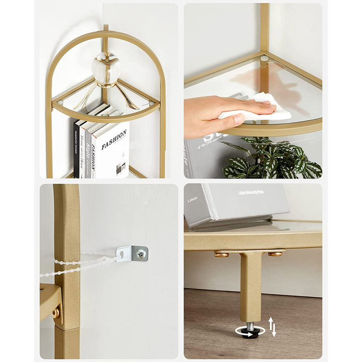 VASAGLE Golden 5 Tier Corner Shelf Unit