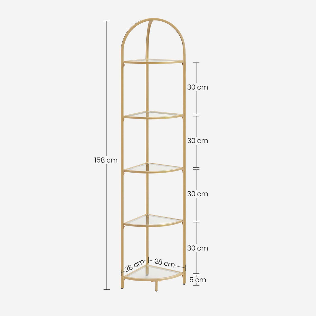 VASAGLE Golden 5 Tier Corner Shelf Unit