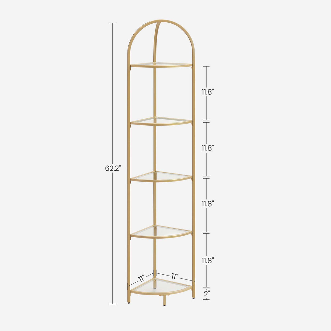 VASAGLE Golden 5 Tier Corner Shelf Unit