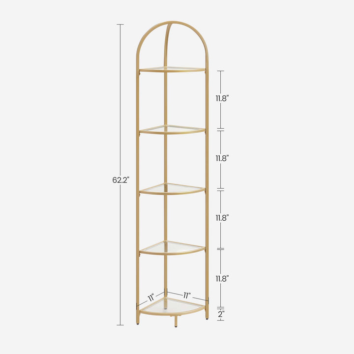 VASAGLE Golden 5 Tier Corner Shelf Unit