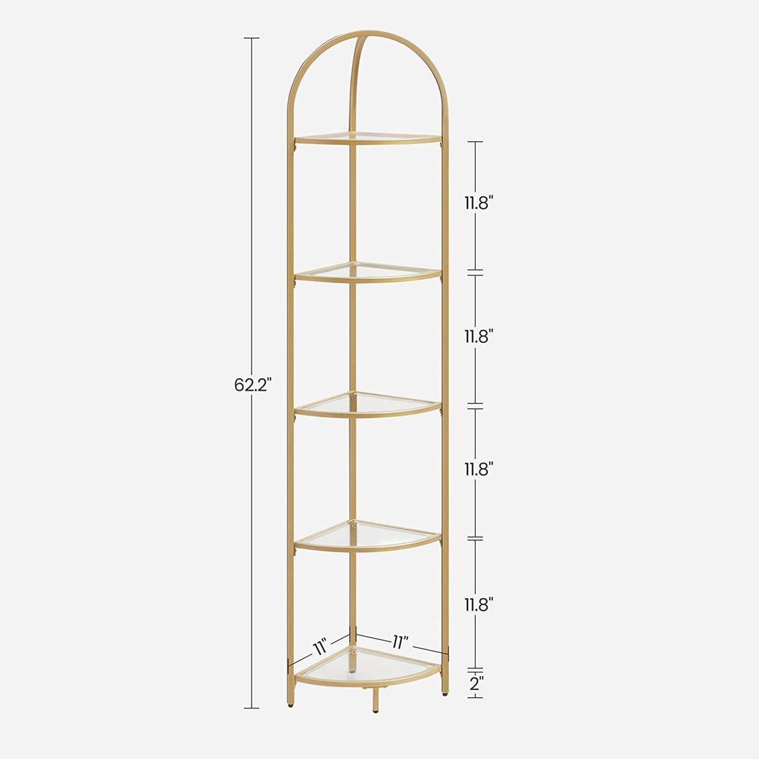 VASAGLE Golden 5 Tier Corner Shelf Unit