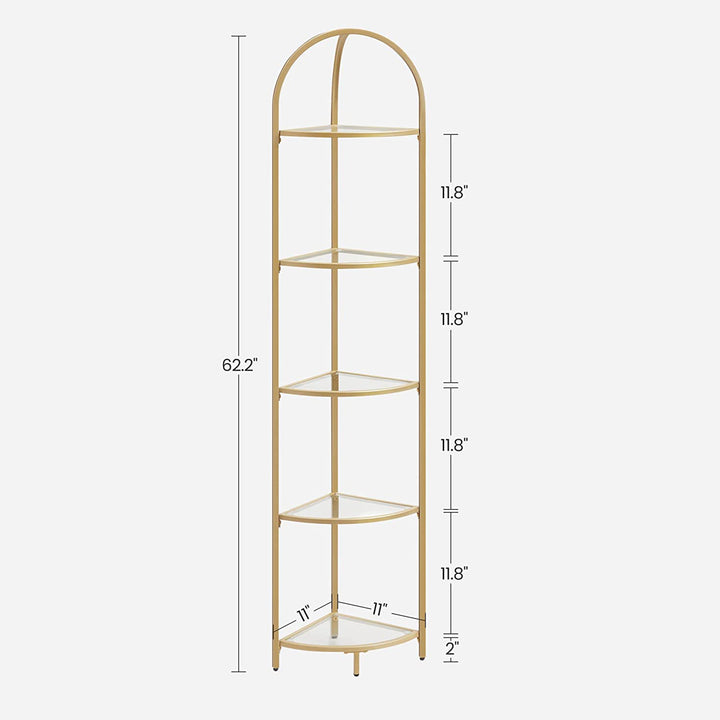 VASAGLE Golden 5 Tier Corner Shelf Unit