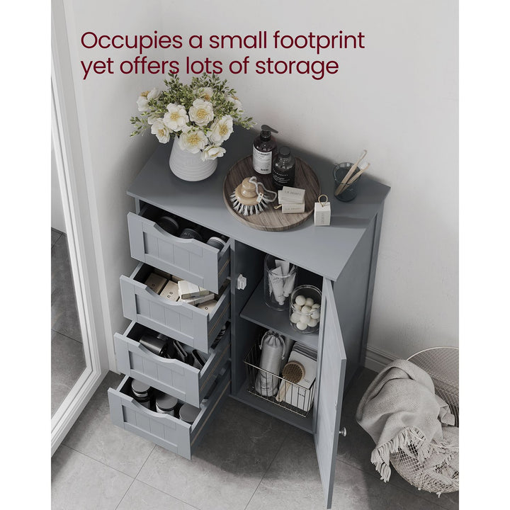 Bathroom Floor Storage Cabinet with 4 Drawers