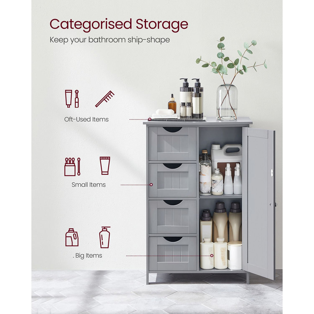 Bathroom Floor Storage Cabinet with 4 Drawers